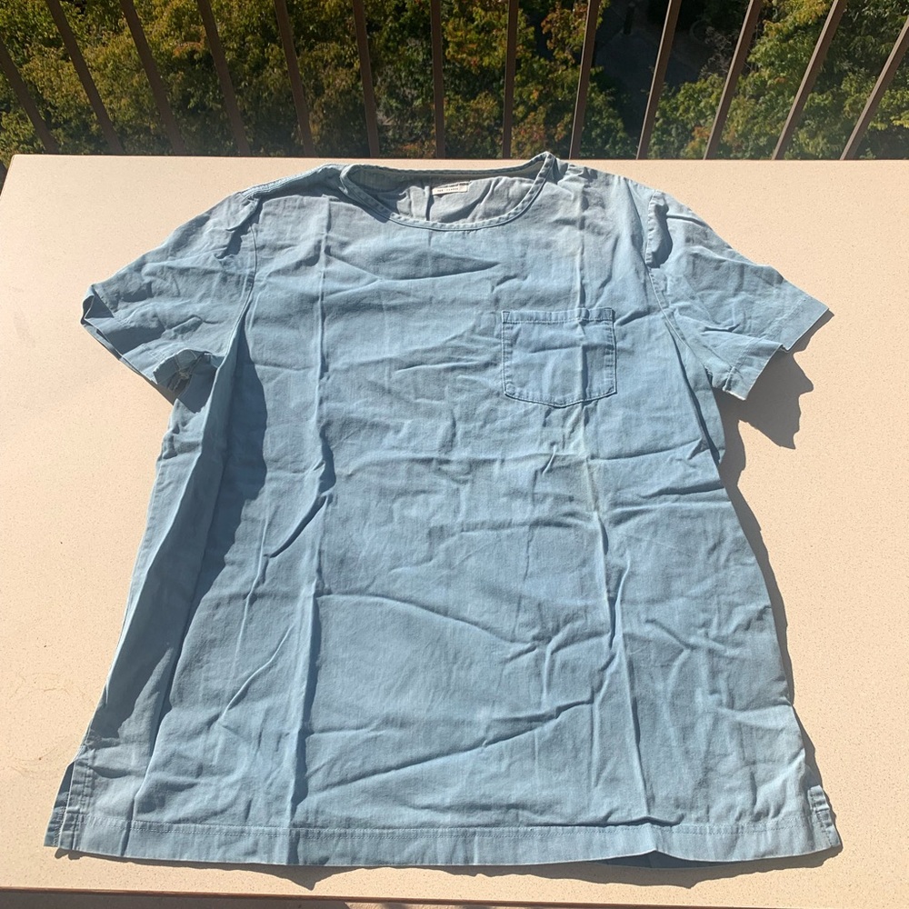 Allsaints Blue Denim T-Shirt Cut Short Sleeve Tee Size Men’s  XL Good Condition